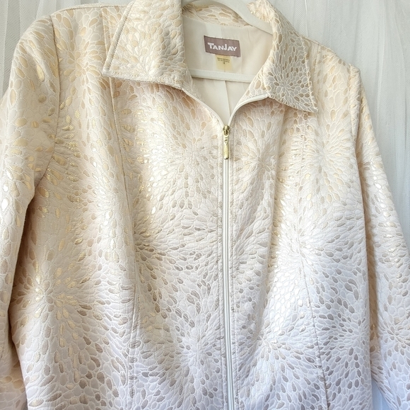 NWOT TANJAY 》Gorgeous Metallic Pearl Brocade Shacket Blazer Jacket - Picture 2 of 8